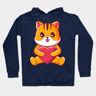 Cute cat sitting hugging love Hoodie